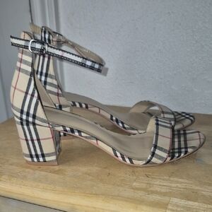 Rouge Helium Checkered Ankle Strap Heels